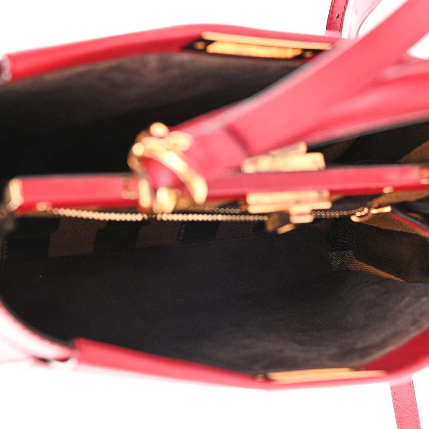 Vitello Morgan Fabric Jacquard Pequin Medium Peekaboo Iconic Satchel Mattone Tobacco Black