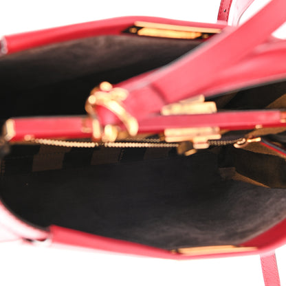 Fendi Vitello Morgan Fabric Jacquard Pequin Medium Peekaboo Iconic Satchel Mattone Tobacco Black 8 of 15