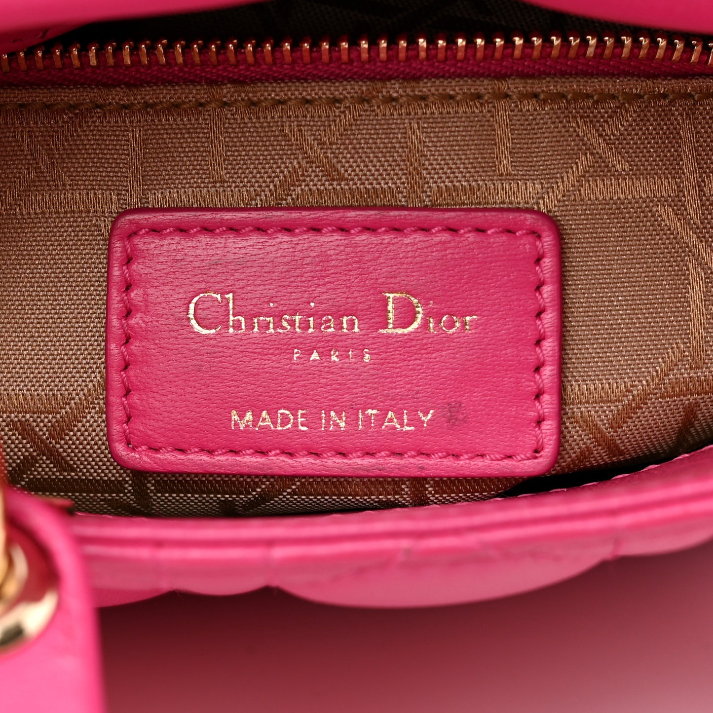 Lambskin Cannage Mini Lady Dior Fuchsia