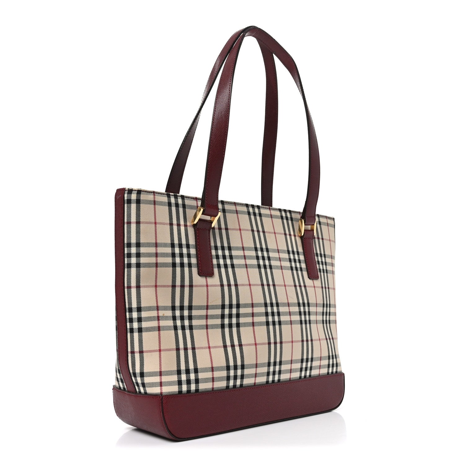 Burberry Canvas House Check Small Tote Red 3 of 9