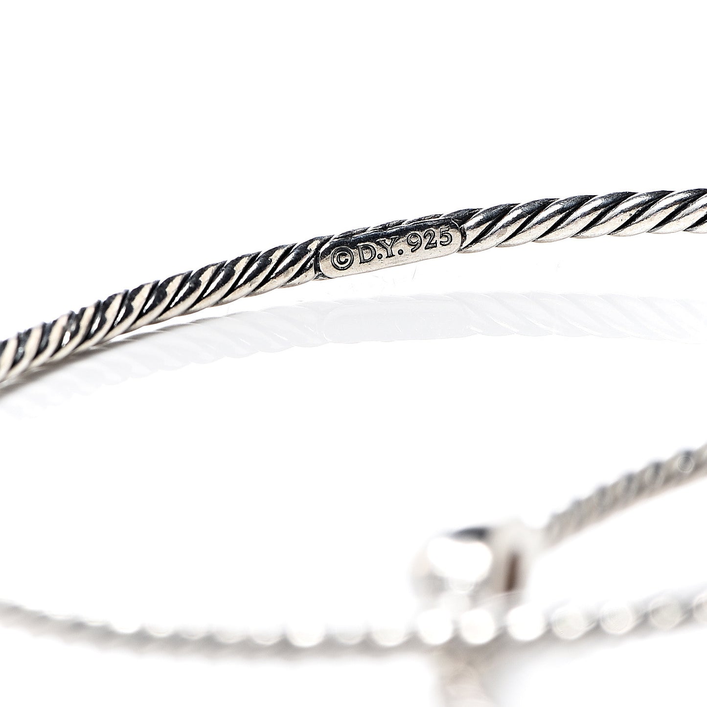 Sterling Silver Moon Quartz Color Classics Cable Bangle Bracelet Set of 2
