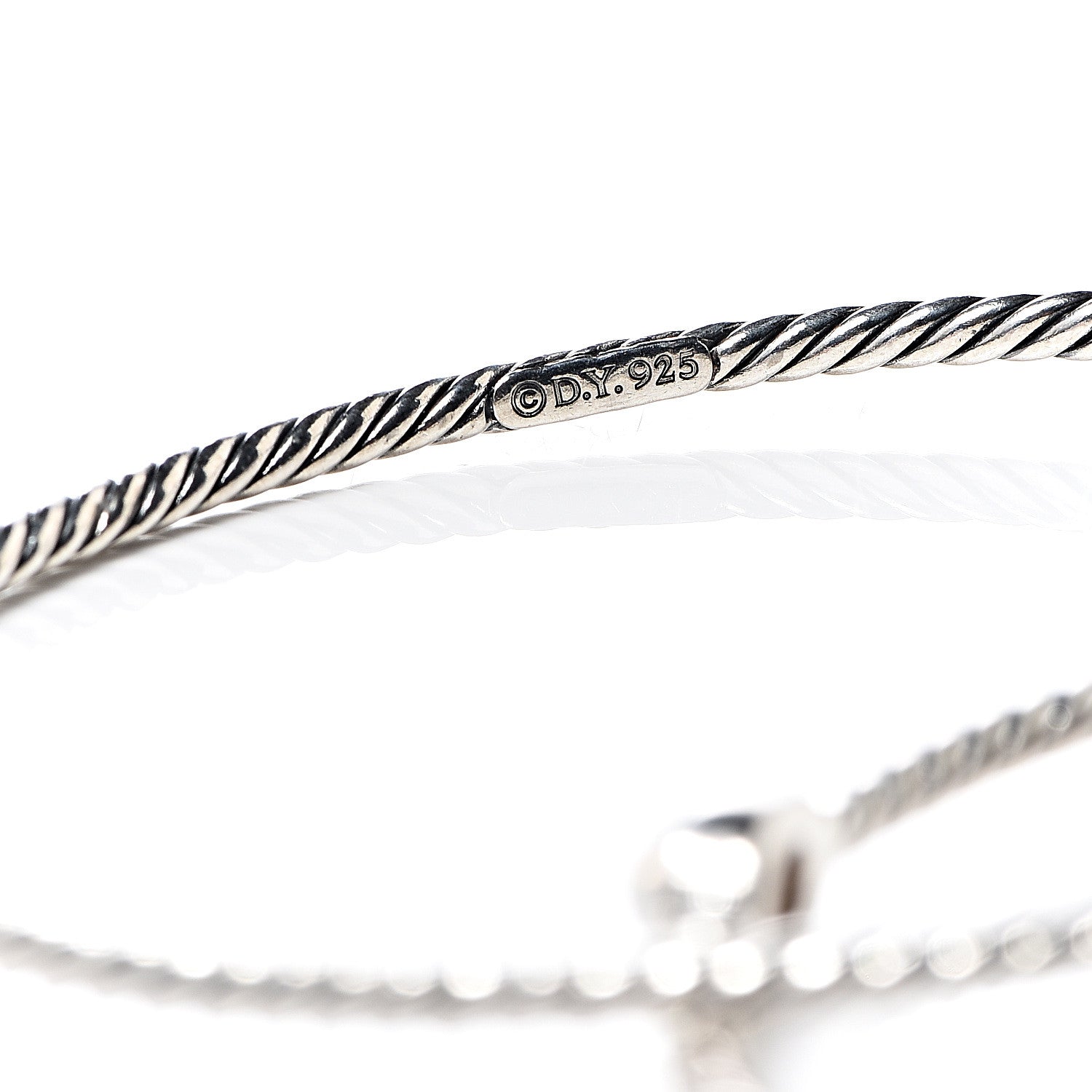 David Yurman Sterling Silver Moon Quartz Color Classics Cable Bangle Bracelet Set of 2 4 of 4