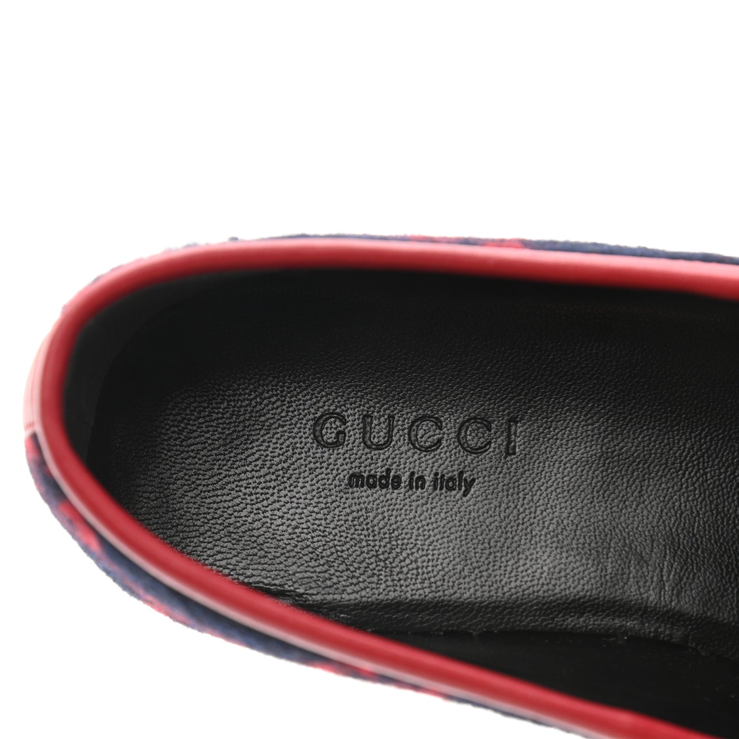 Covered Wool GG Monogram Horsebit Womens Jordaan Loafers 35 Blue Red