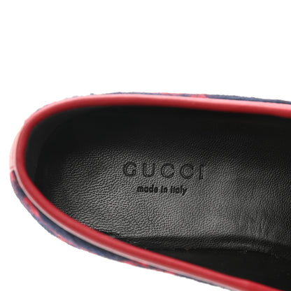 Gucci Covered Wool GG Monogram Horsebit Womens Jordaan Loafers 35 Blue Red 7 of 9