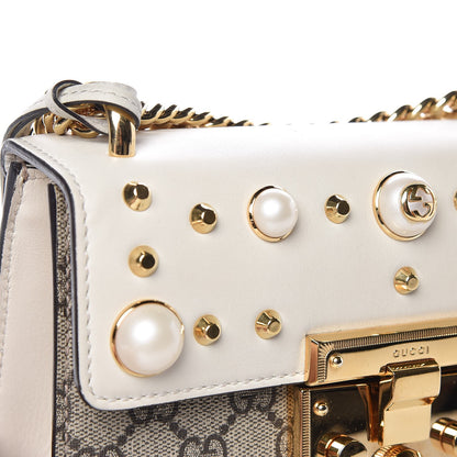 Gucci GG Supreme Monogram Studded Small Padlock Shoulder Bag White 10 of 10