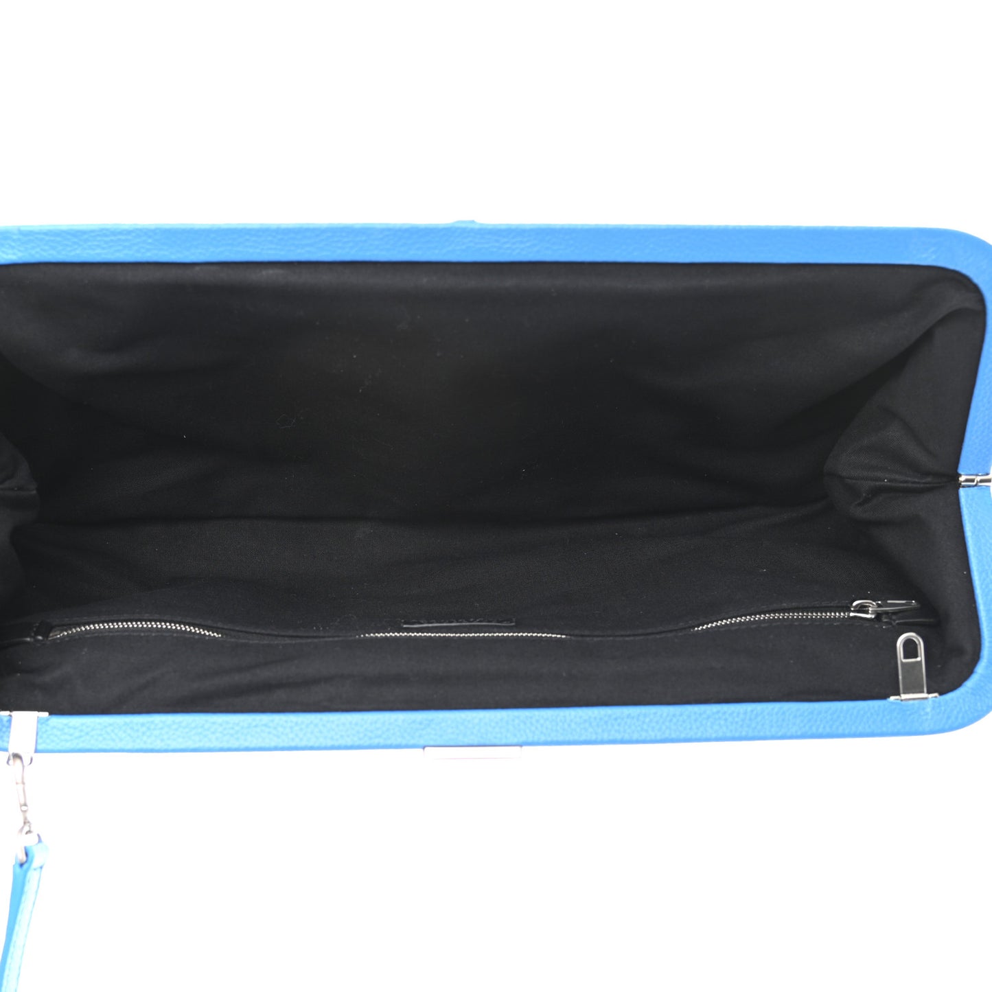 Grained Calfskin Logo XL Cloud Clutch Screen Blue Black