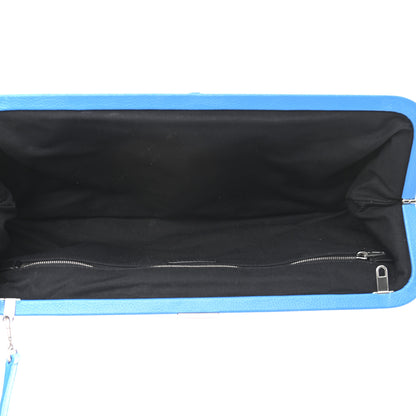 Balenciaga Grained Calfskin Logo XL Cloud Clutch Screen Blue Black 5 of 10