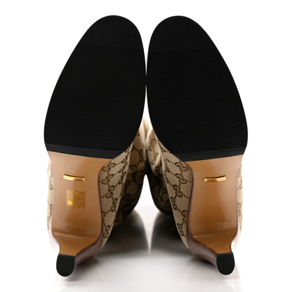 Gucci Monogram Malaga Kid Lisa Mid Heel Boots 41 Beige Ebony 5 of 13