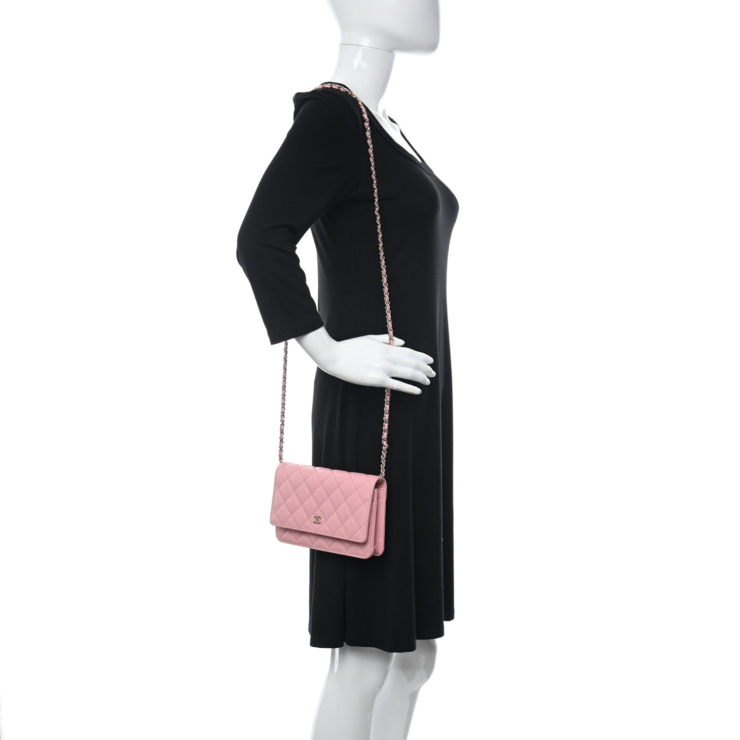 Chanel Caviar Quilted Wallet on Chain WOC Light Pink 2 of 10