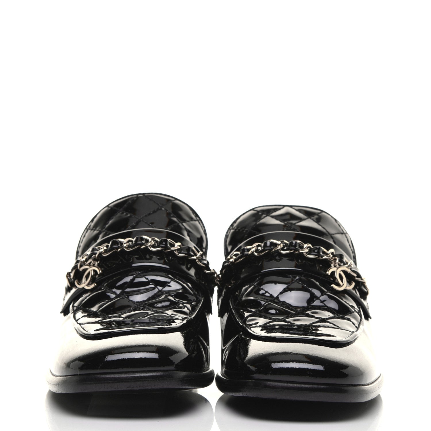 Chanel Patent Calfskin CC Chain Mocassin Loafers 36 Black 2 of 9
