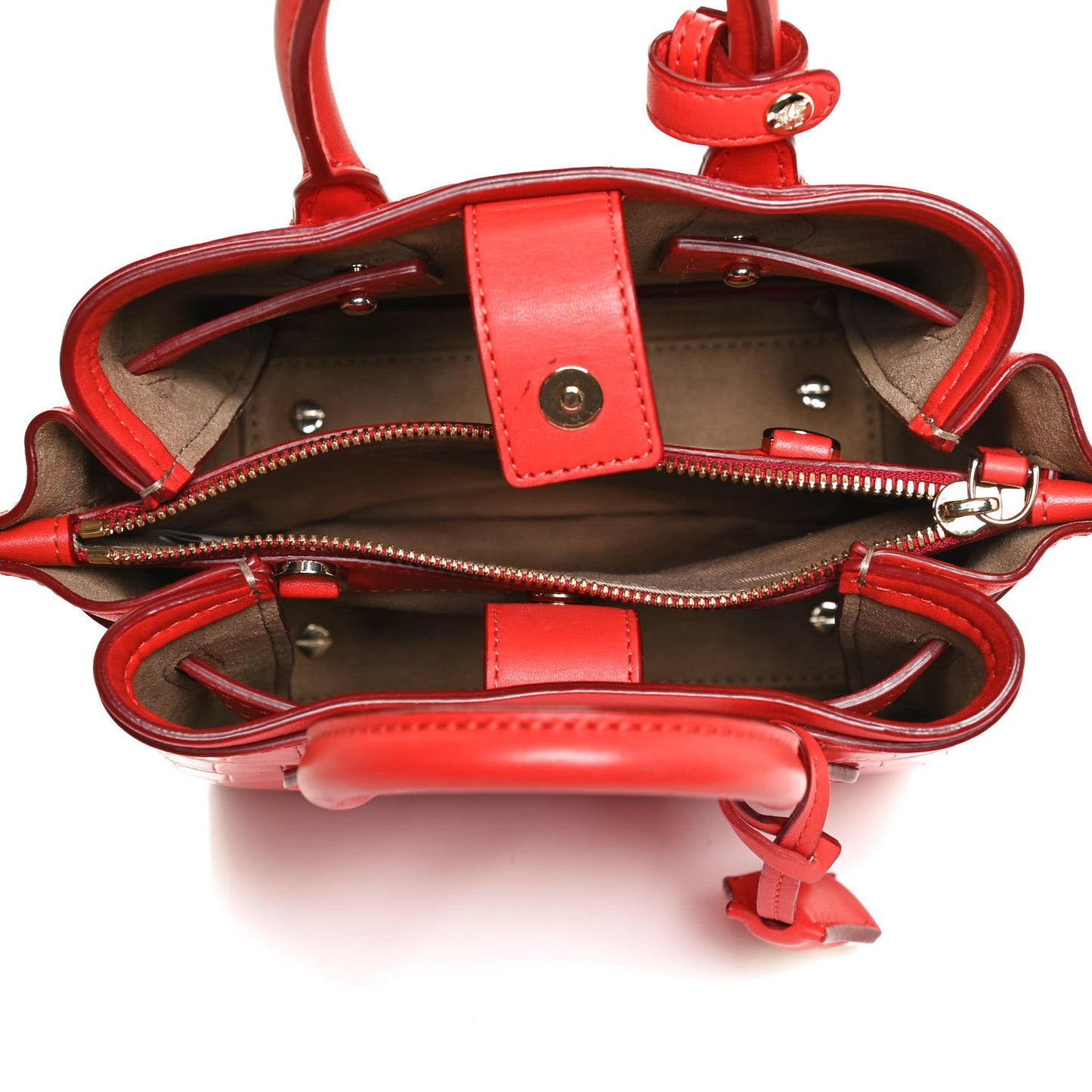 Calfskin Crocodile Embossed Mini Neo Milla Tote Ruby Red