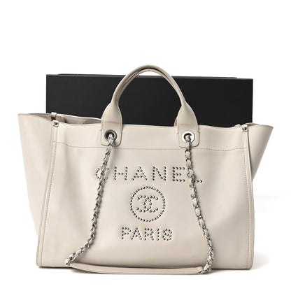 Chanel Caviar Medium Studded Deauville Tote Ivory 10 of 10