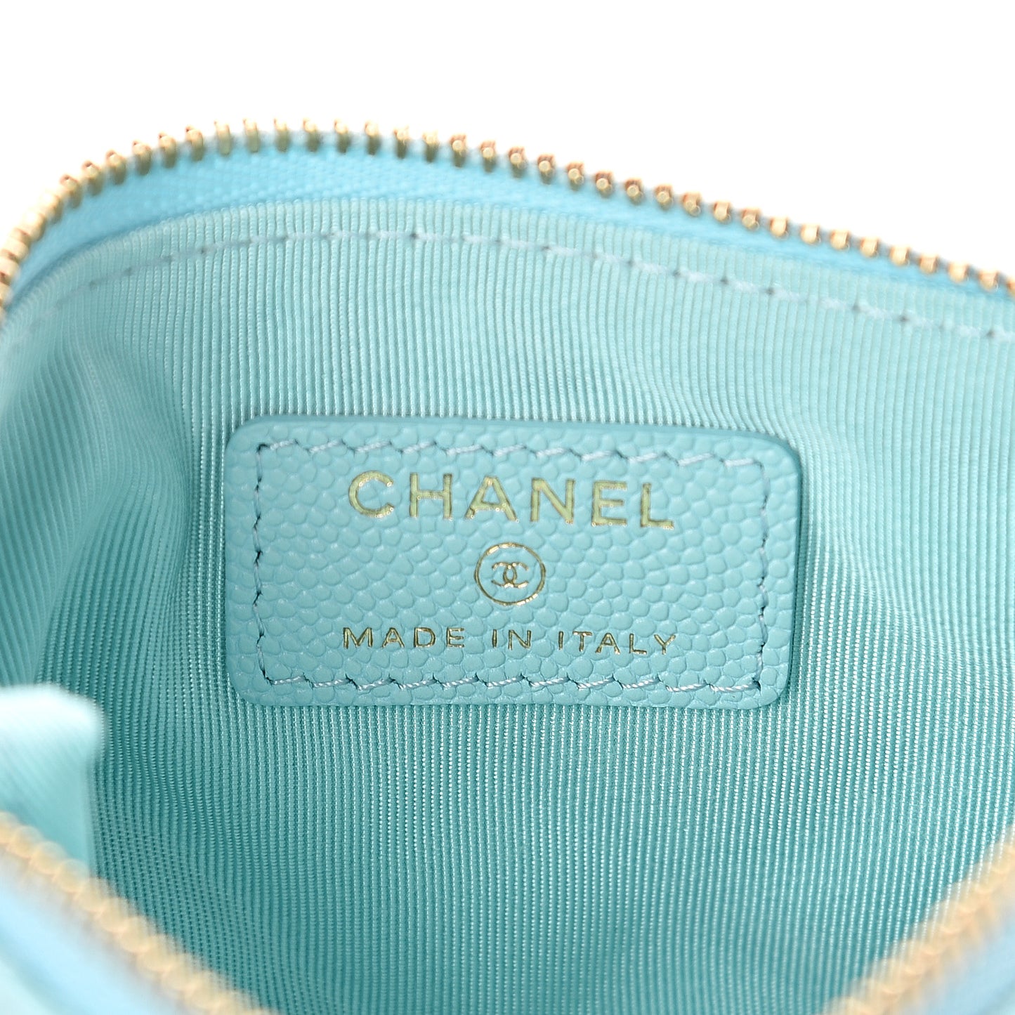 Caviar Quilted Small Cosmetic Case Light Blue