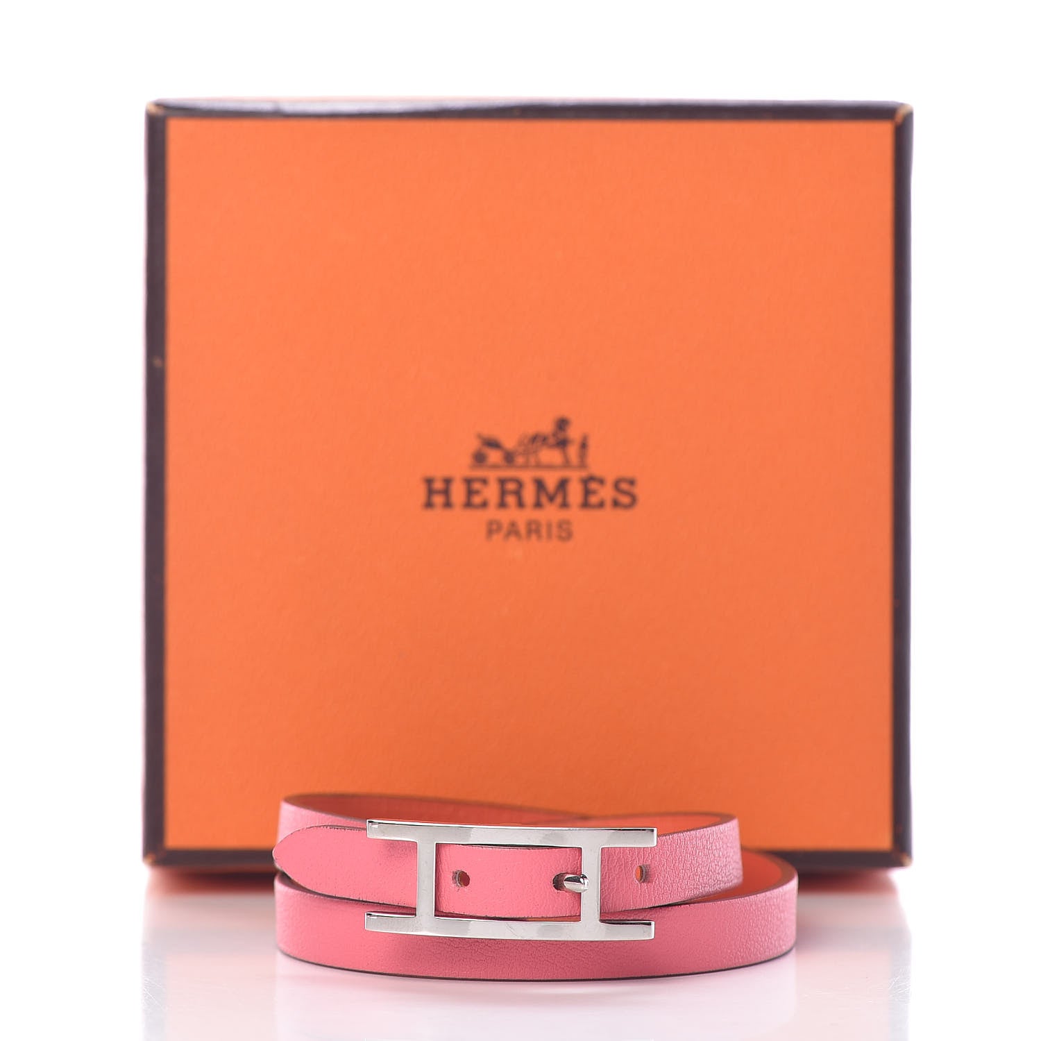 Hermes Swift Behapi Double Tour Reversible Bracelet S Rose Azalee Orange Poppy 7 of 7