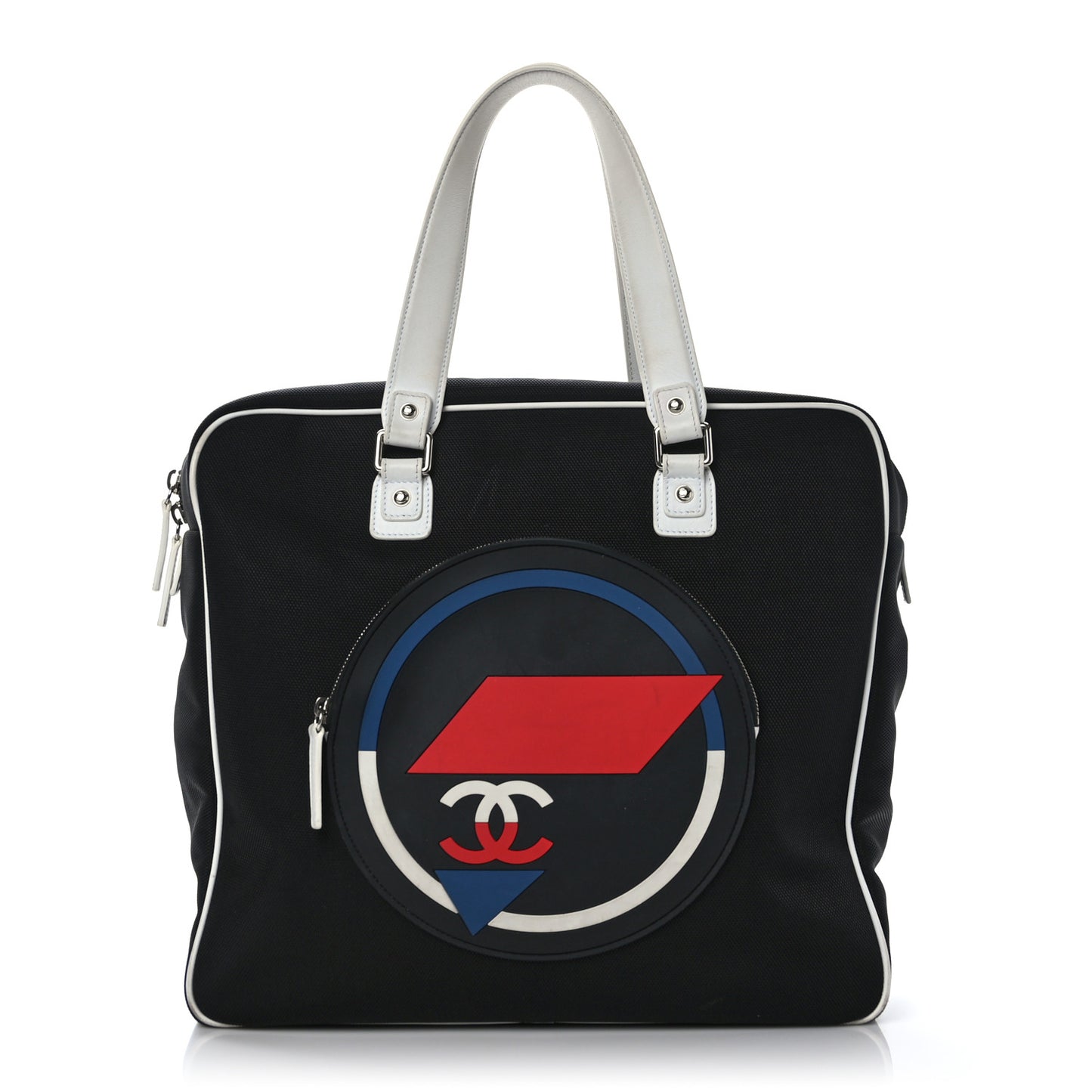 Canvas Rubber Airlines Large Zip Shopping Tote Black White Red