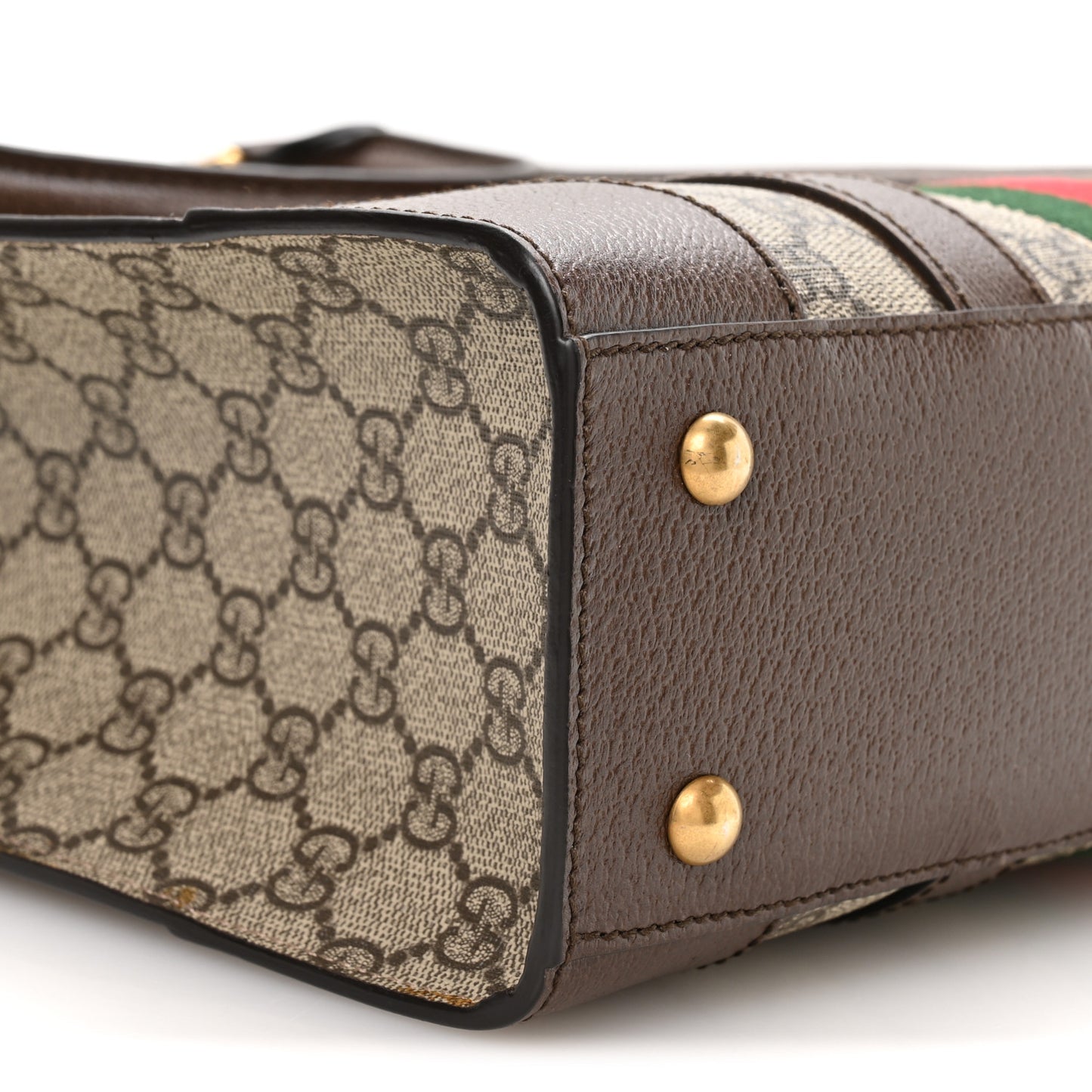 GG Supreme Monogram Textured Dollar Calfskin Web Medium Ophidia Tote Bag Beige Ebony