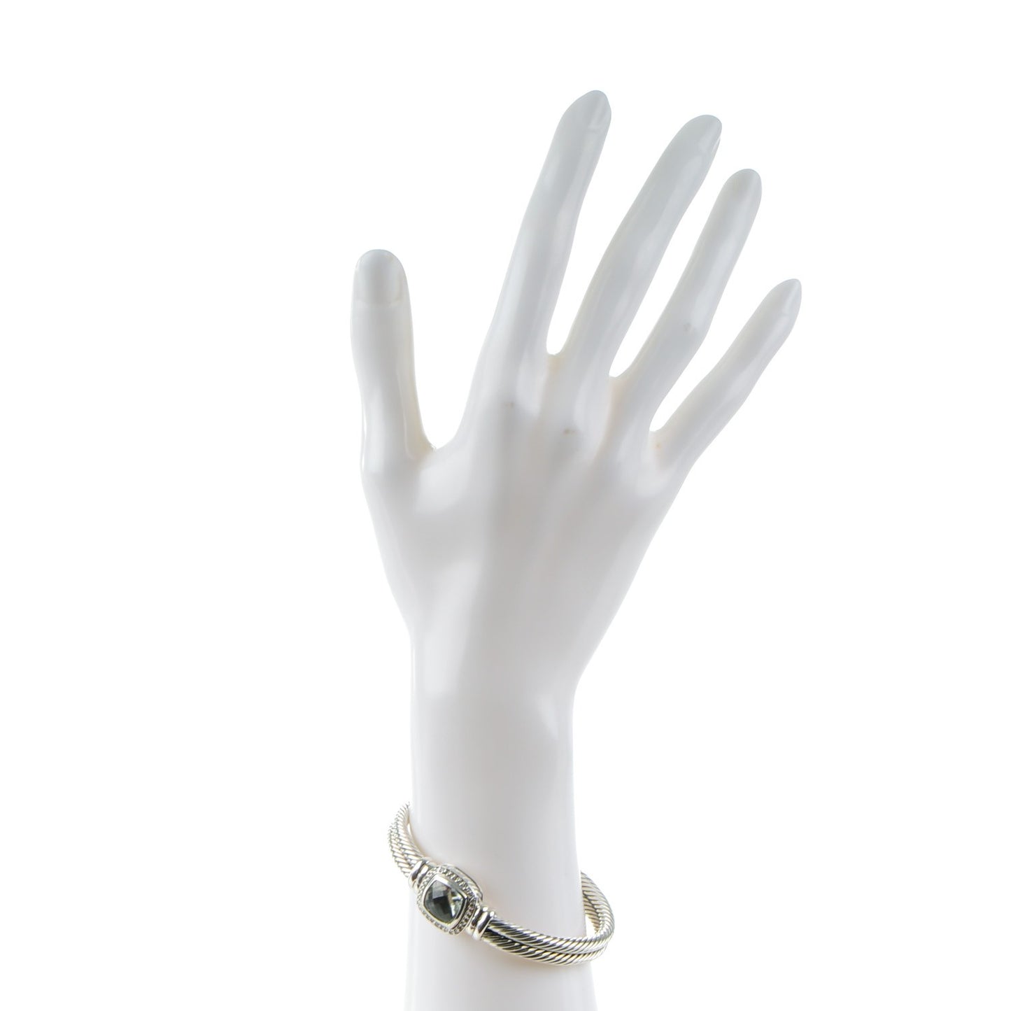 Sterling Diamond Prasiolite 10mm Albion Cable Bracelet