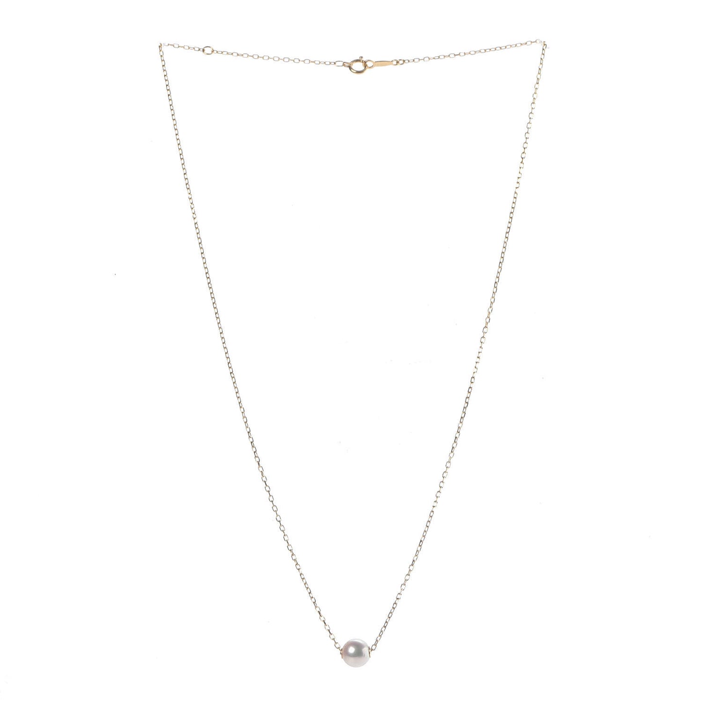 18K Yellow Gold Akoya Pearl 7mm Single Pendant Necklace