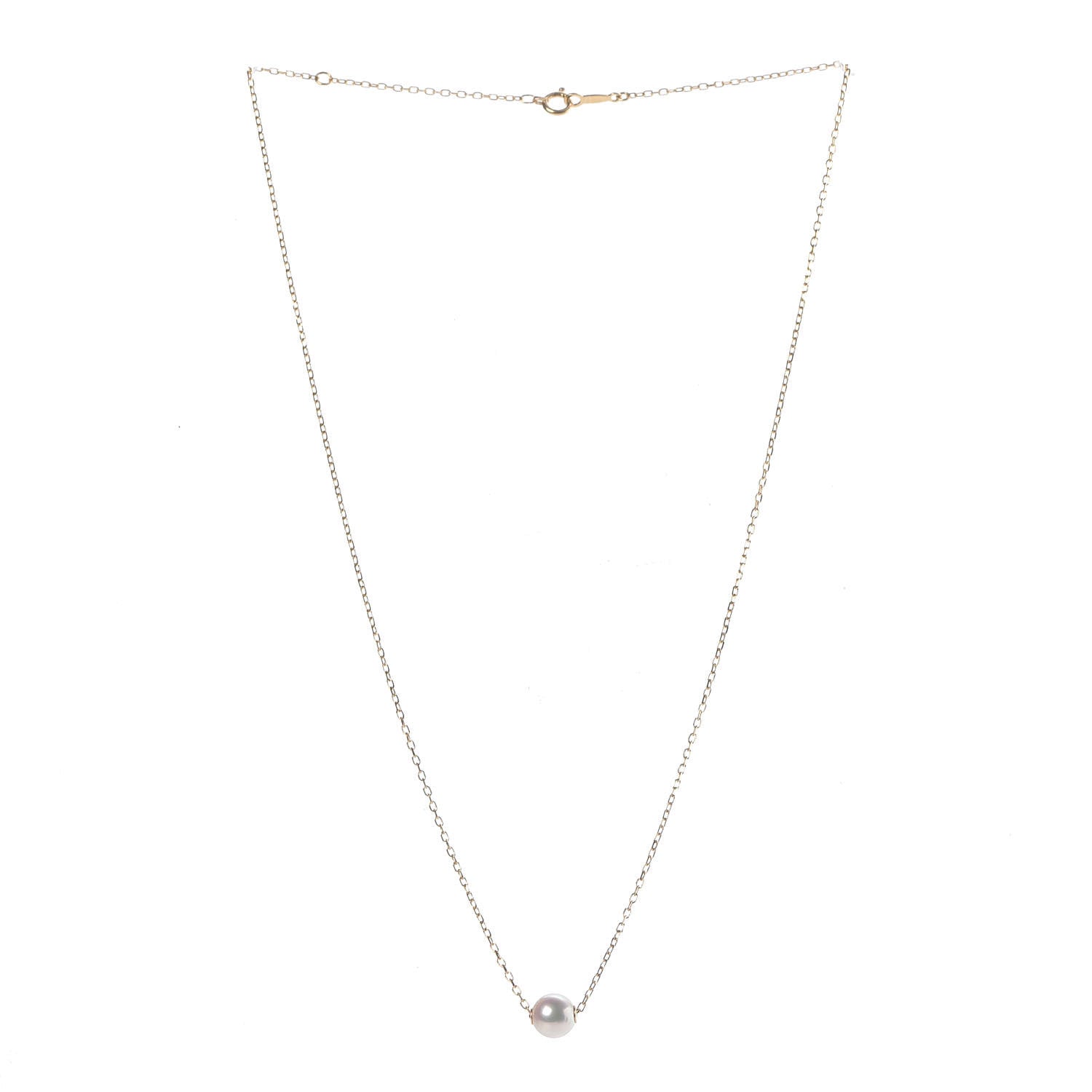 Mikimoto 18K Yellow Gold Akoya Pearl 7mm Single Pendant Necklace 3 of 6