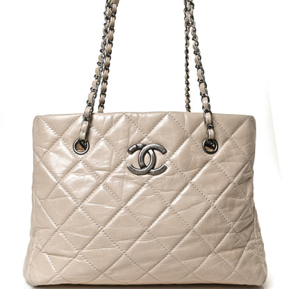 Chanel Glazed Calfskin Quilted Tote Light Beige 7 of 9