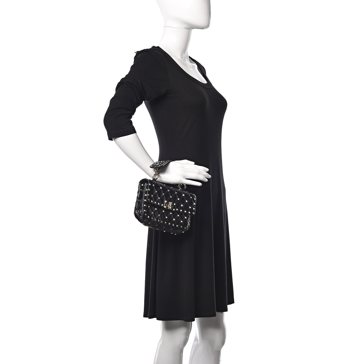 Valentino Garavani Lambskin Small Rockstud Spike Shoulder Bag Black 2 of 8