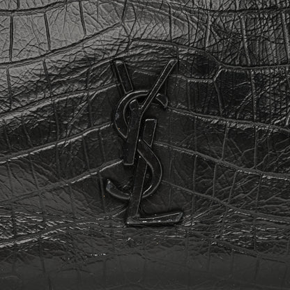 Saint Laurent Calfskin Crocodile Embossed Monogram Medium Niki Shopping Bag Black 9 of 9