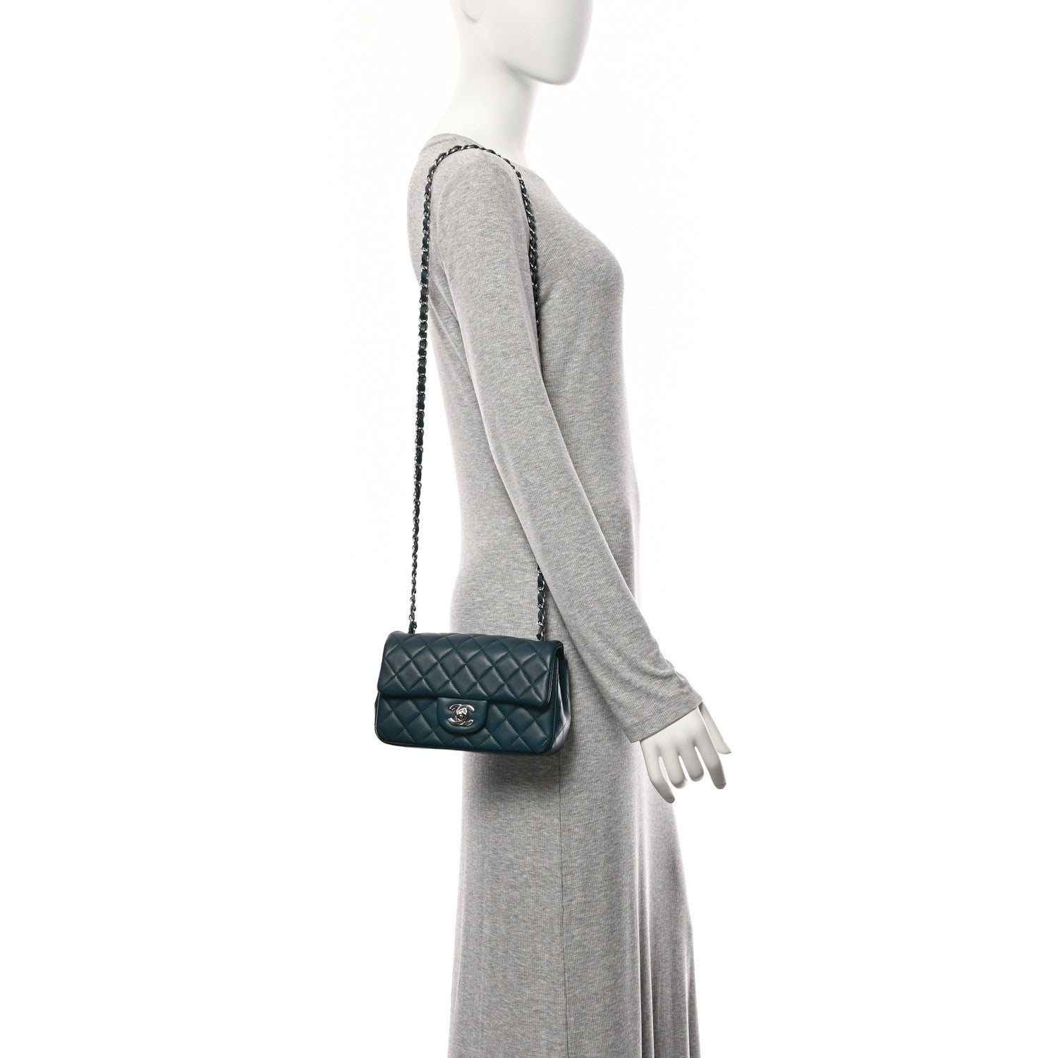 Chanel Lambskin Quilted Mini Rectangular Flap Dark Blue 2 of 10