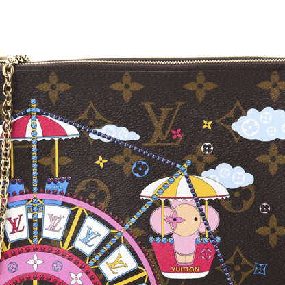 Louis Vuitton Monogram 2020 Christmas Animation Big Wheel Double Zip Pochette Rose Ballerine 10 of 11