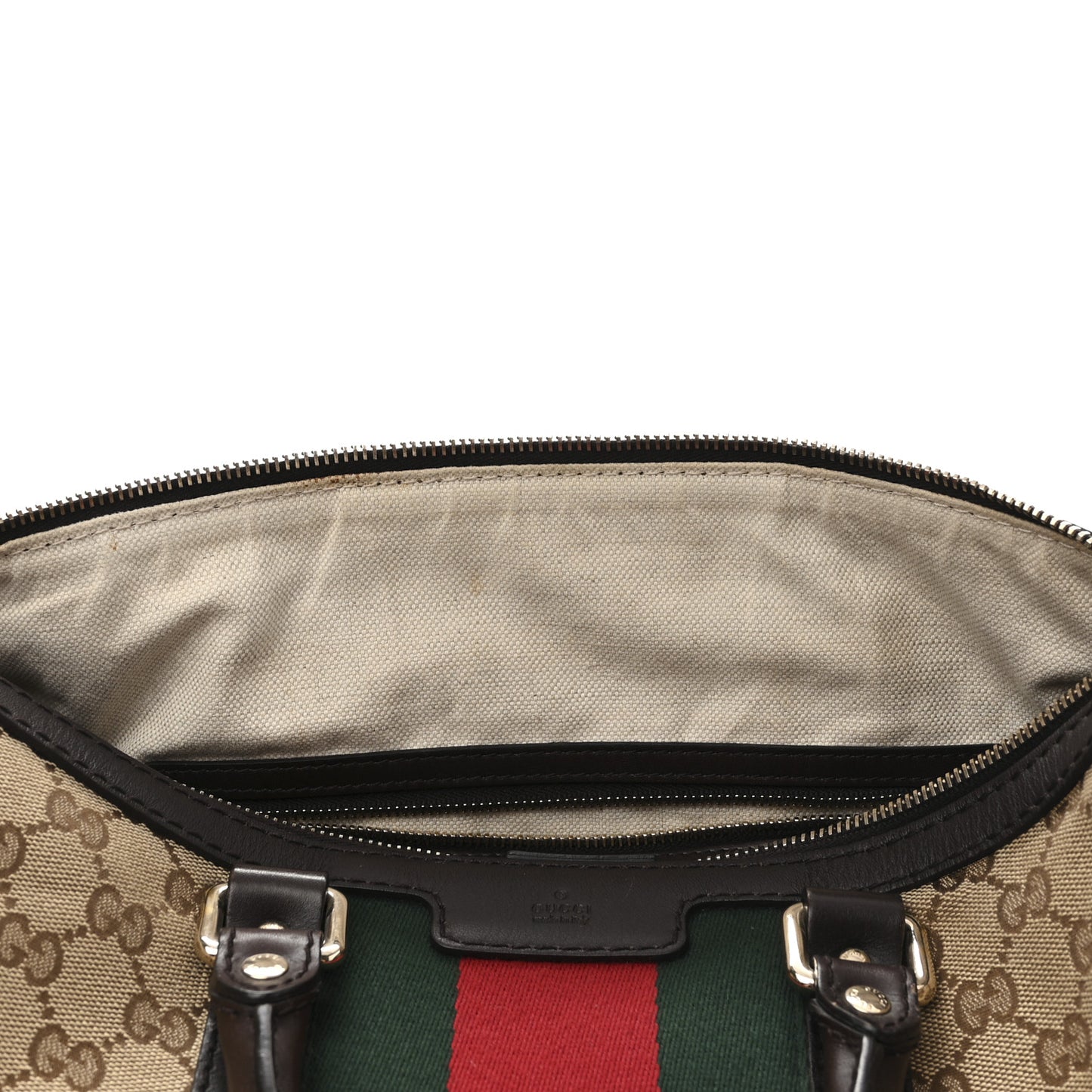 Monogram Selleria Calfskin Vintage Web Medium Boston Beige Ebony Cocoa