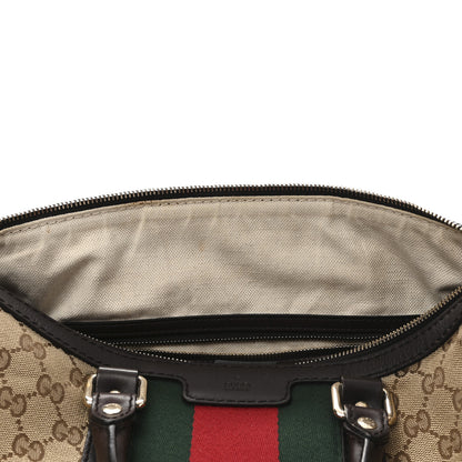 Gucci Monogram Selleria Calfskin Vintage Web Medium Boston Beige Ebony Cocoa 12 of 14