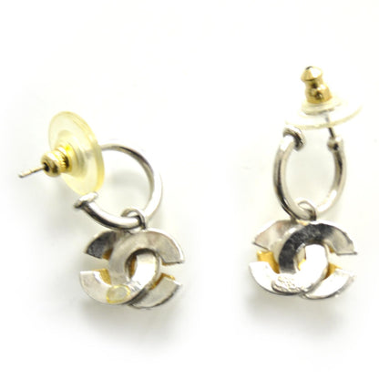 Chanel Metal CC Hoop Earrings Silver Gold 4 of 6