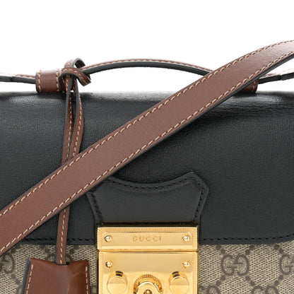 Gucci GG Supreme Monogram New Sakai Lux Calfskin Mini Padlock Flap Pocket Shoulder Bag Beige Ebony Black Cuir 8 of 14