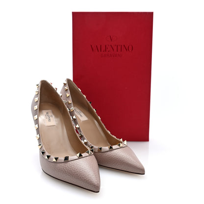 Valentino Garavani Pebbled Calfskin Rockstud 90mm Pumps 39 Poudre 9 of 9