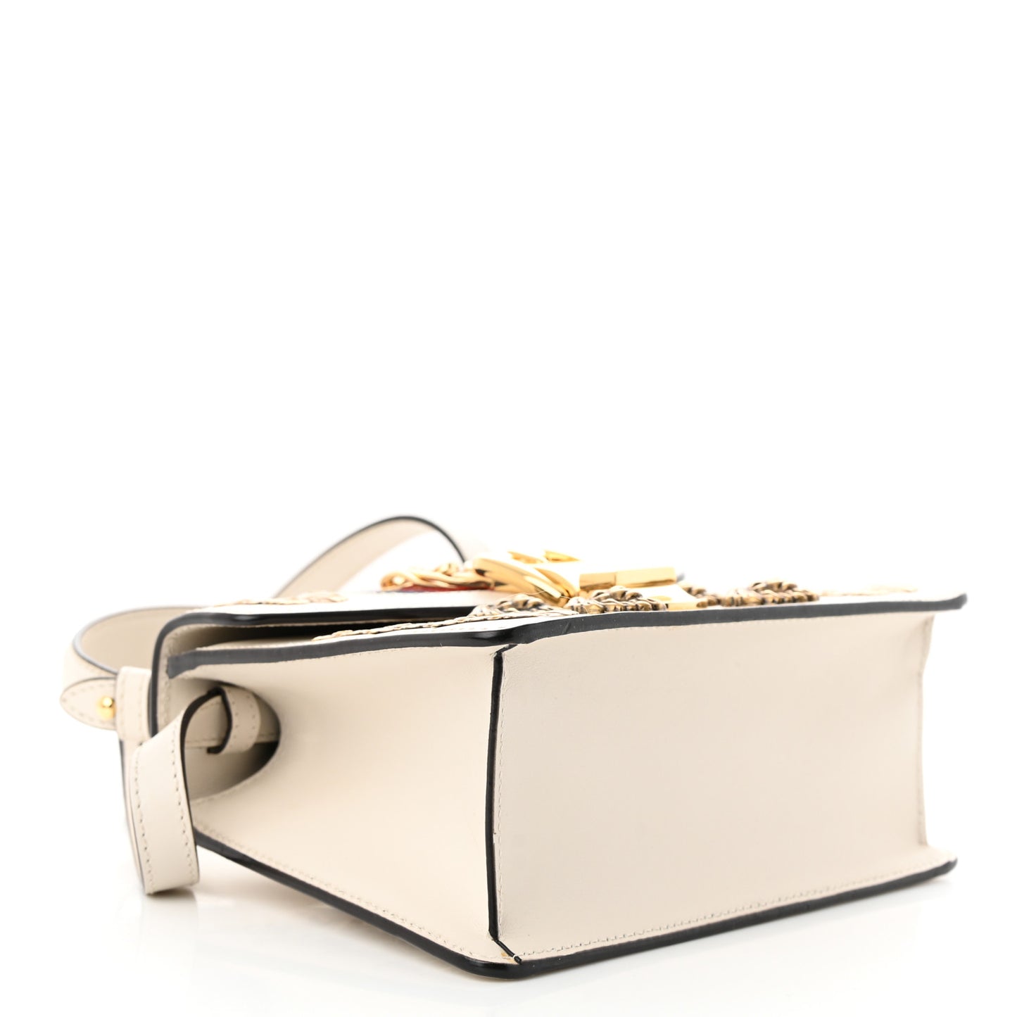 Calfskin Animal Studs Mini Sylvie Top Handle Bag White