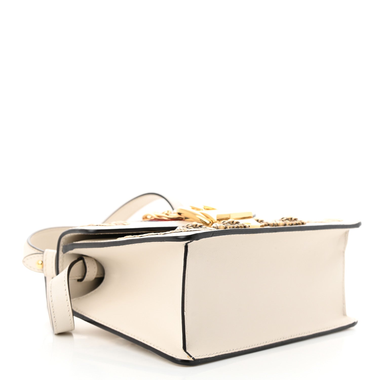 Gucci Calfskin Animal Studs Mini Sylvie Top Handle Bag White 4 of 12