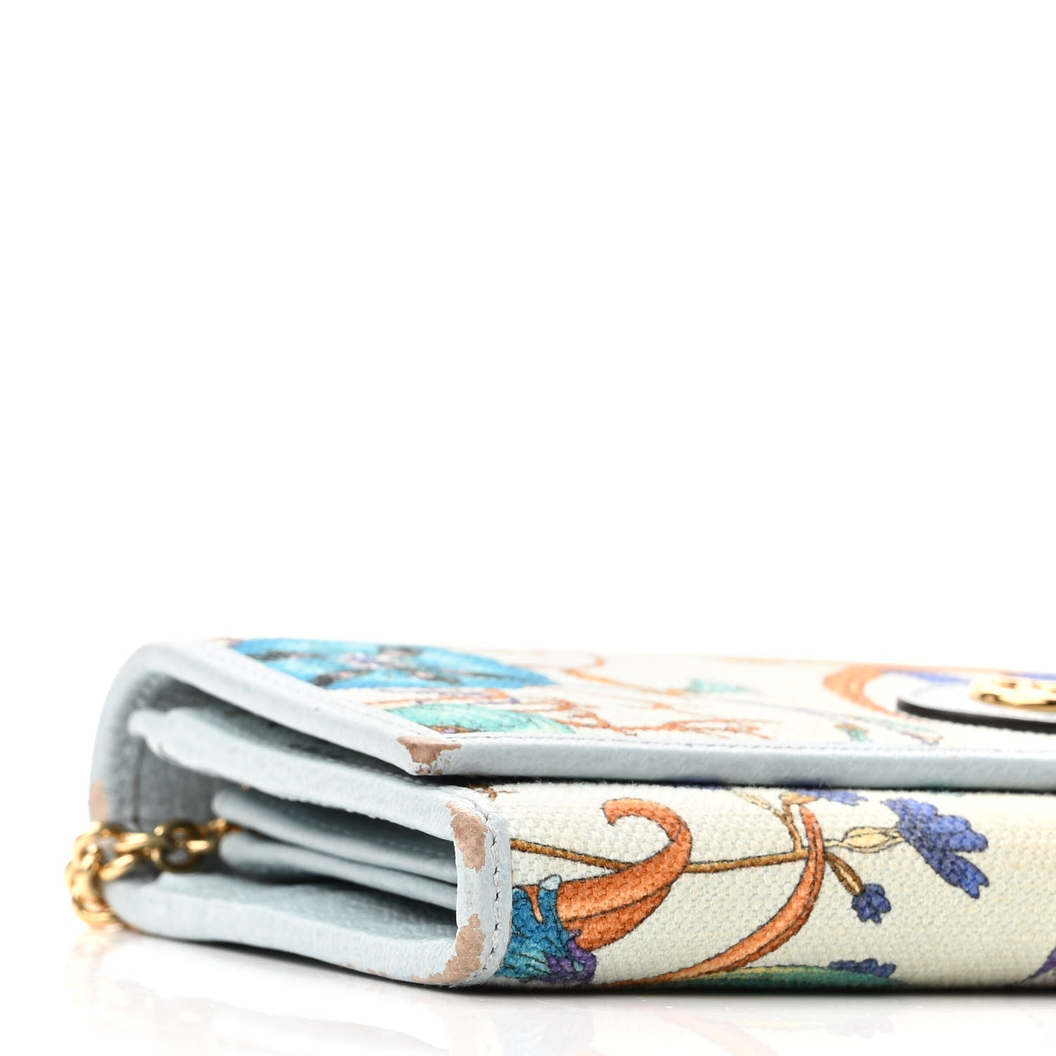 Gucci Canvas Flora Wallet On Chain Light Blue 10 of 13