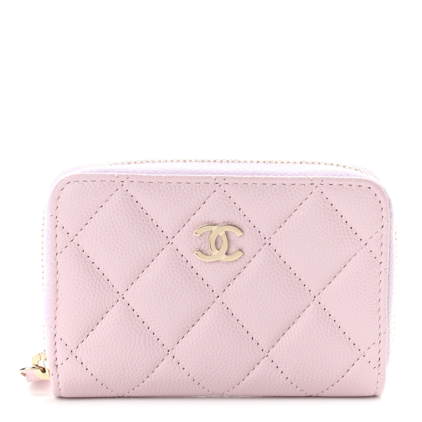 Caviar Quilted Zip Coin Purse Light Pink