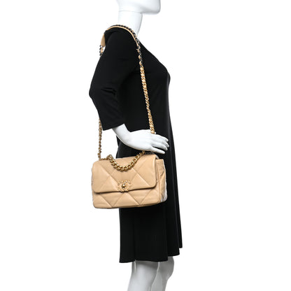 Chanel Lambskin Quilted Medium Chanel 19 Flap Beige 2 of 9