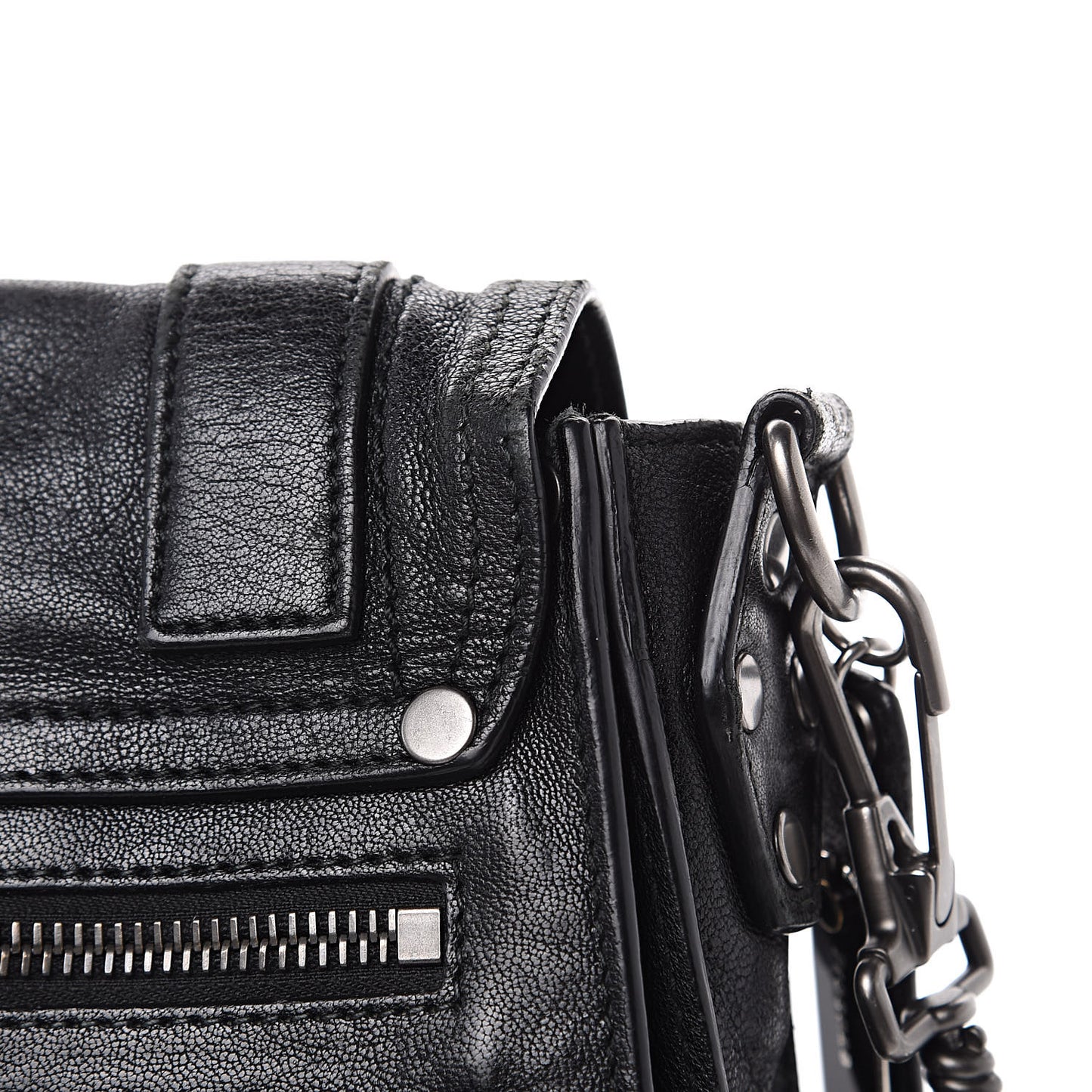 Lambskin Fringe PS1 Crossbody Pouch Black