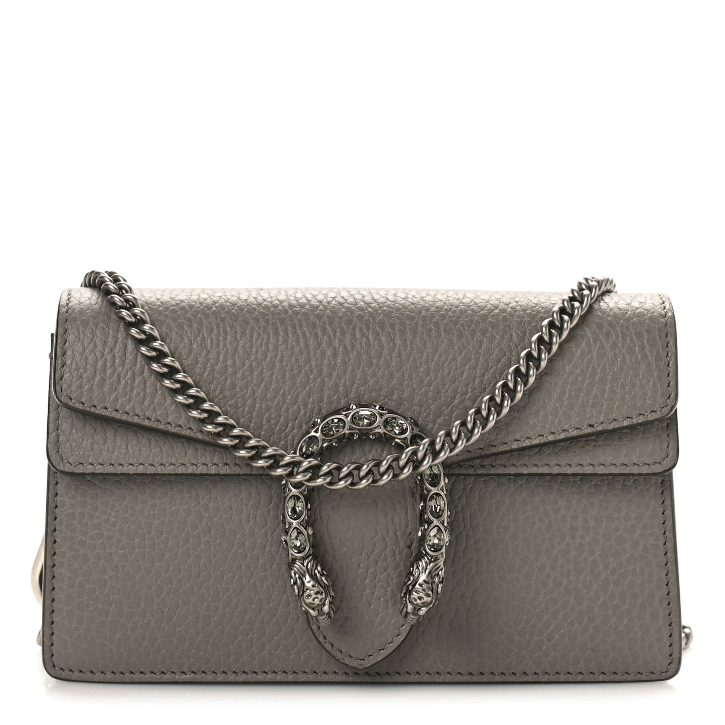 Dollar Calfskin Crystal Super Mini Dionysus Shoulder Bag Dusty Grey Black Diamond