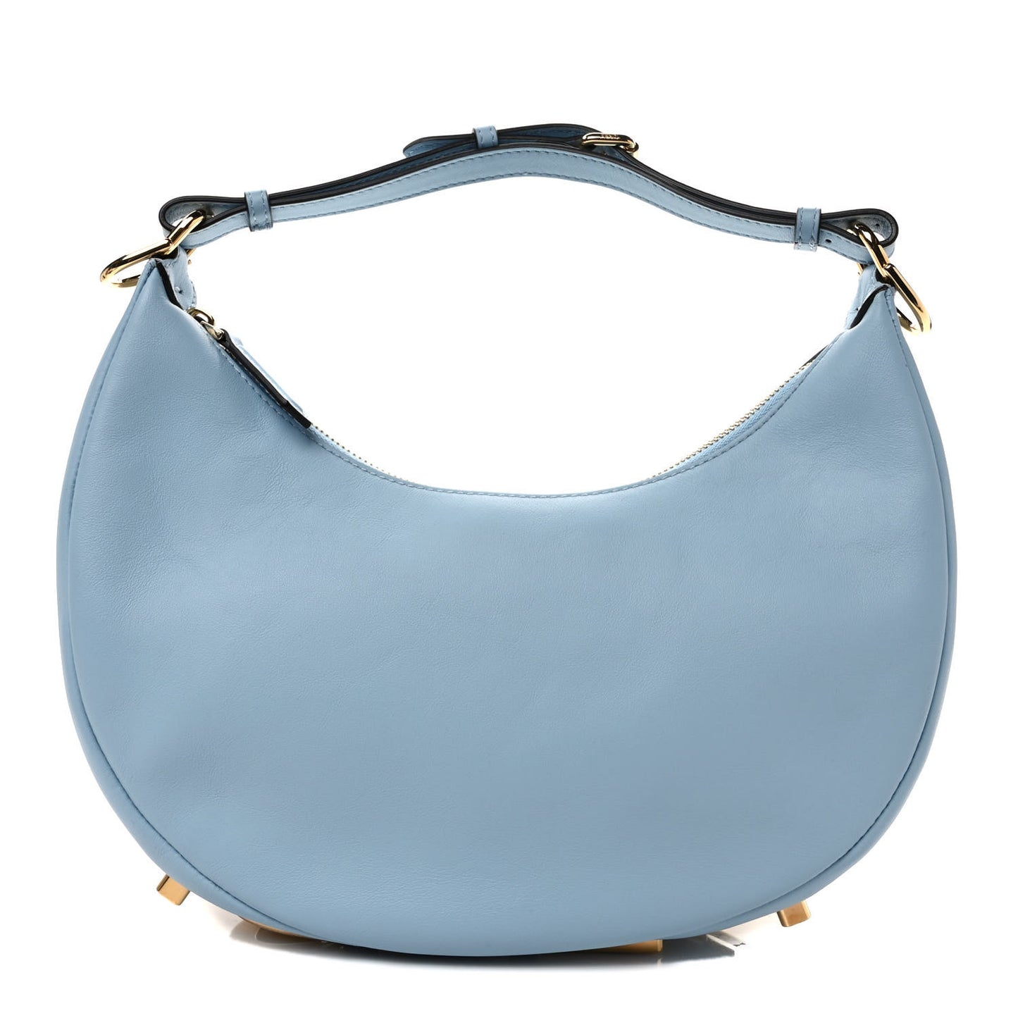 Vitello Grace Matte Small Fendigraphy Hobo Bag Azzurro Baby