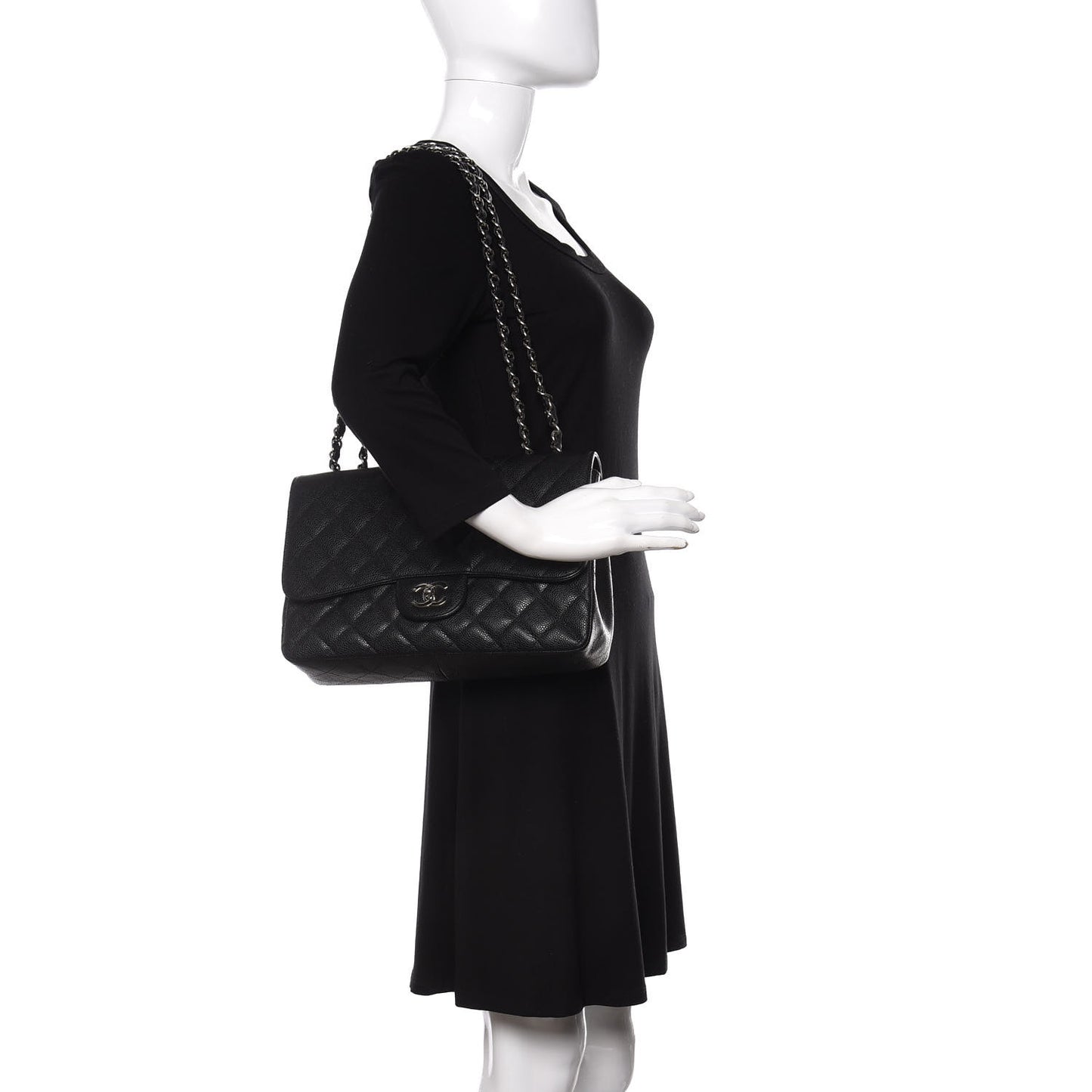 Caviar Quilted Jumbo Single Flap Black