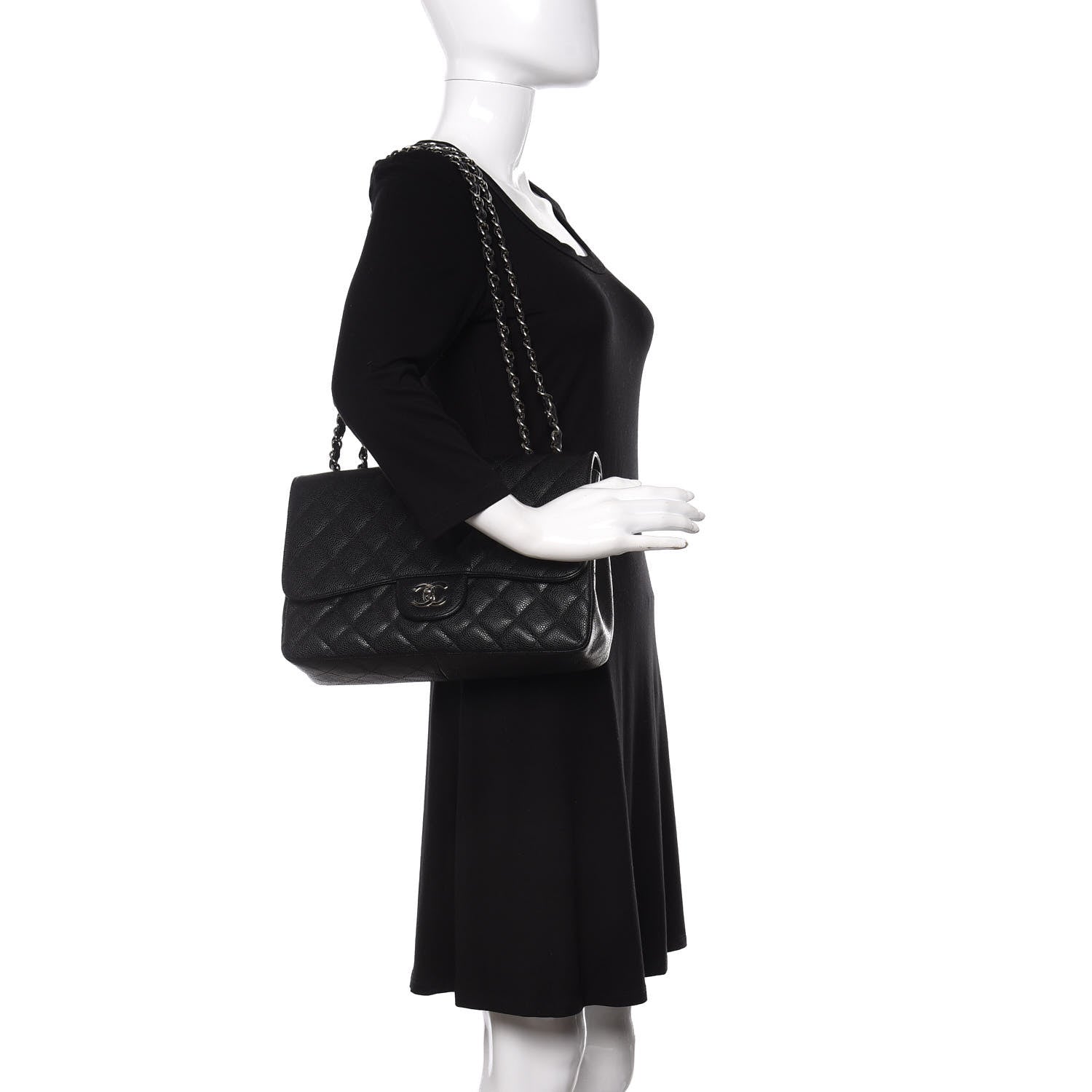 Chanel Caviar Quilted Jumbo Single Flap Black 3 of 17