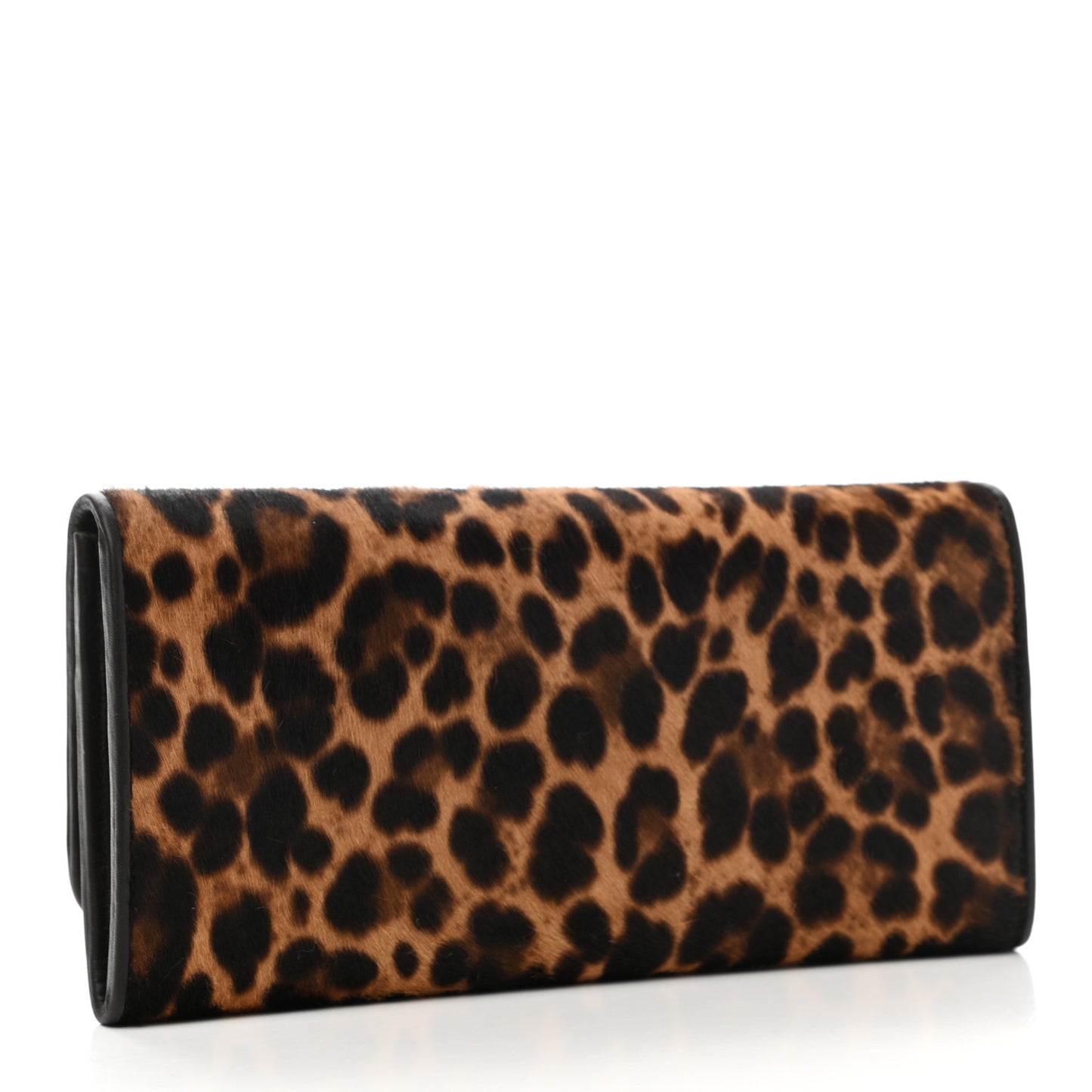 Calf Hair Leopard Continental Flap Wallet Miele Moro