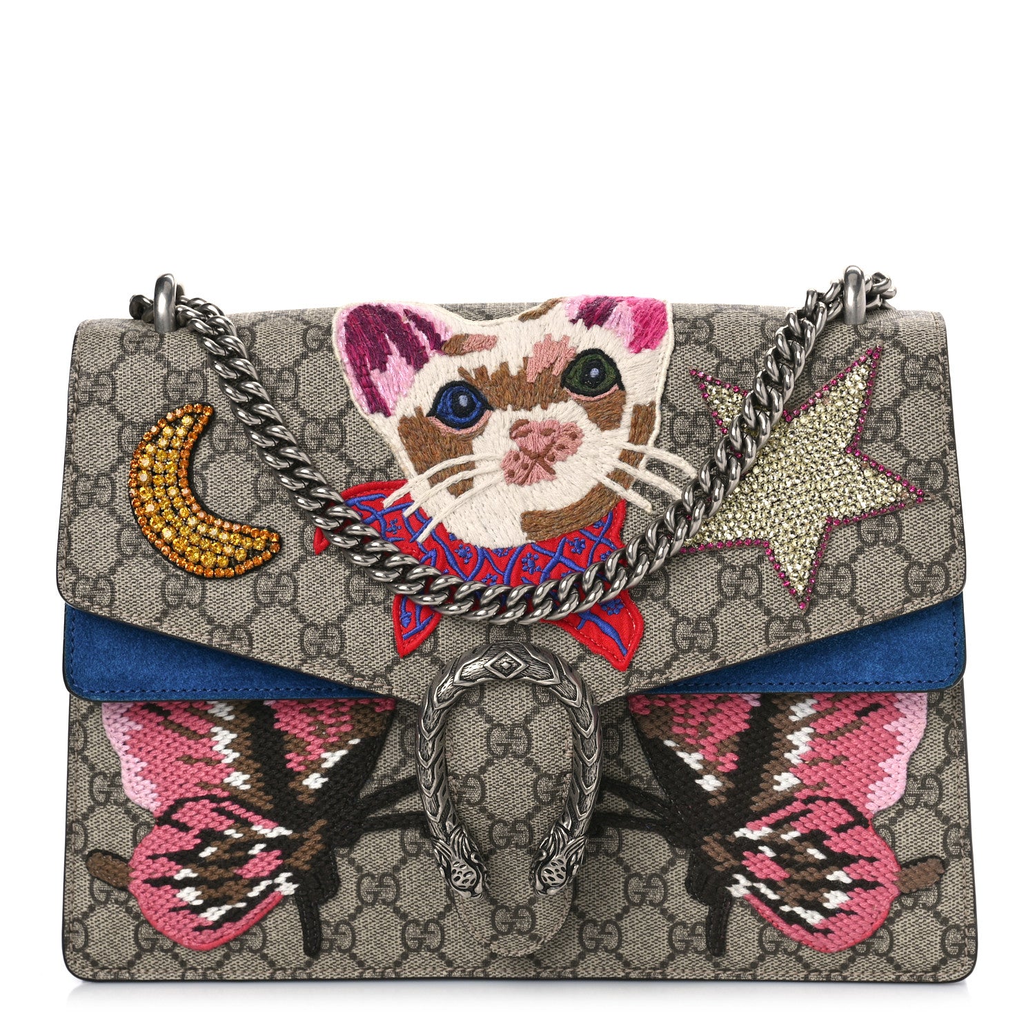 Gucci GG Supreme Monogram Embroidered Medium Dionysus Shoulder Bag Blue 1 of 10