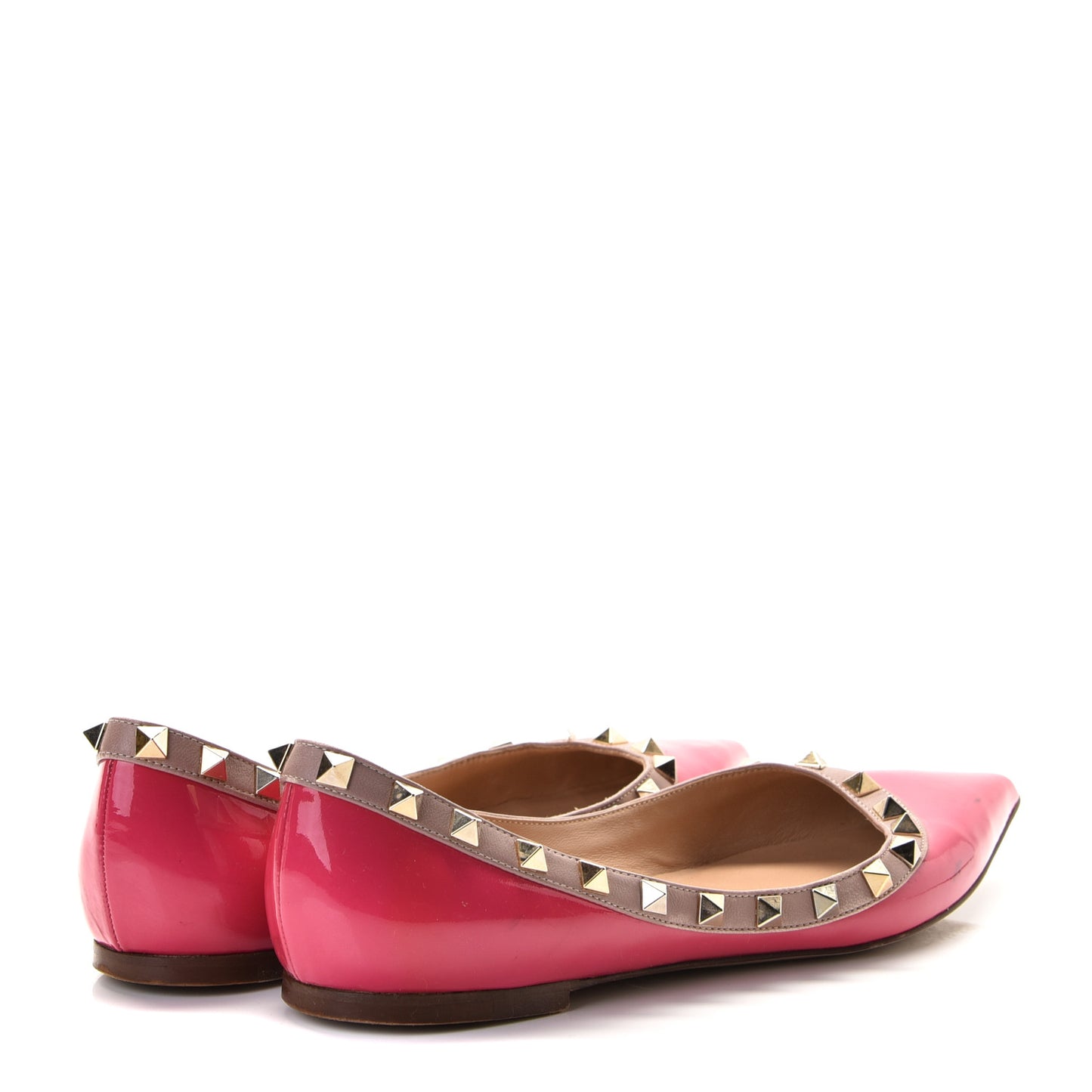 Patent Nappa Rockstud Ballerina Flats 37 Framboise Poudre
