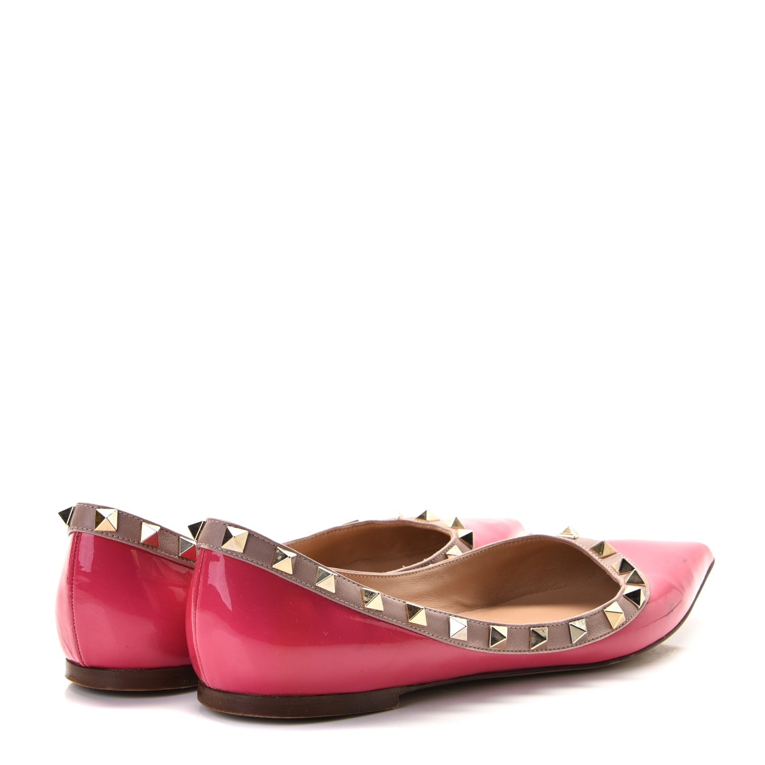 Valentino Garavani Patent Nappa Rockstud Ballerina Flats 37 Framboise Poudre 3 of 15