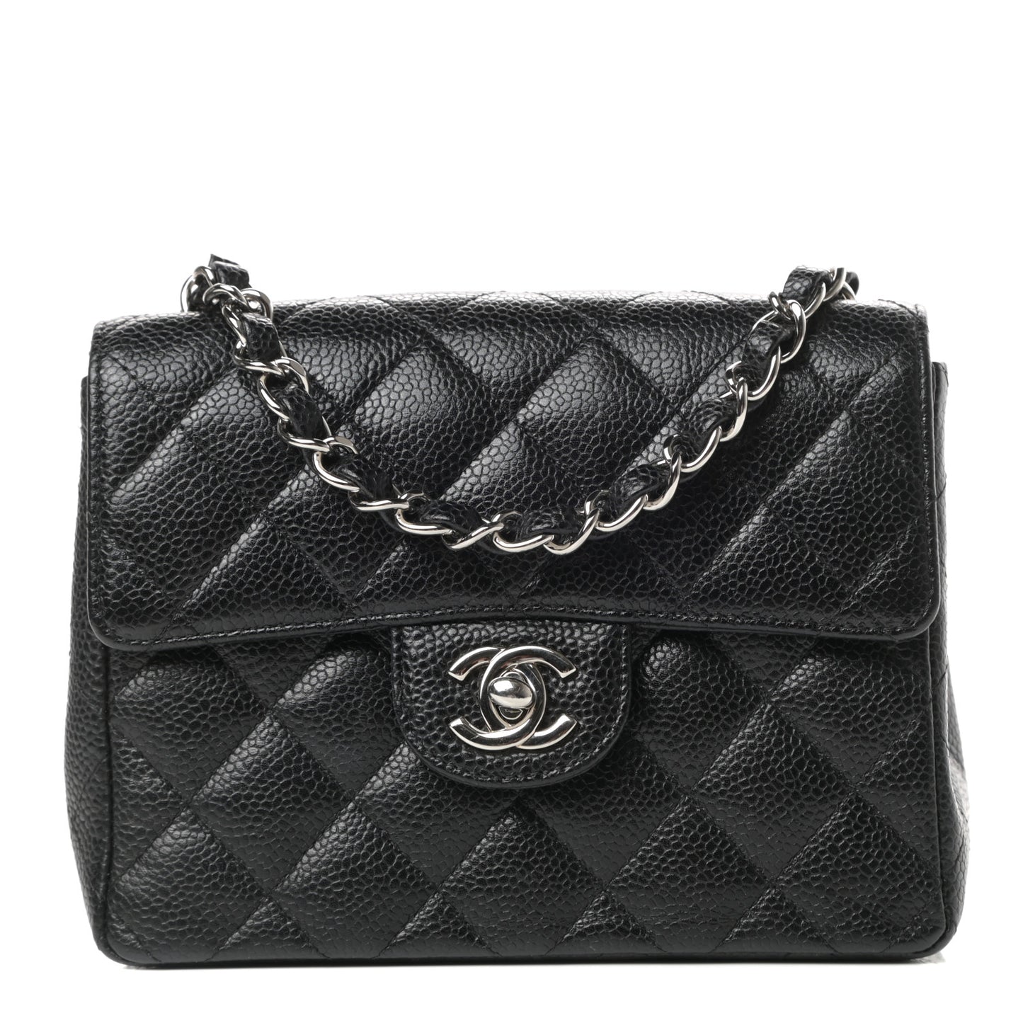 Caviar Quilted Mini Square Flap Black