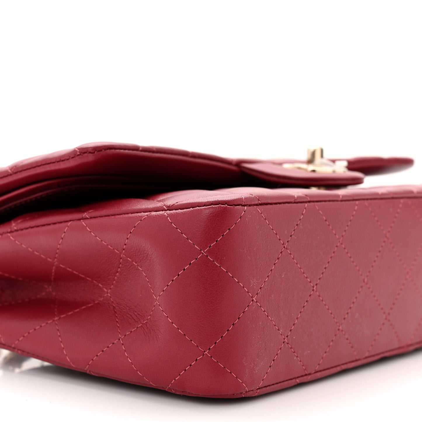 Lambskin Quilted Medium Double Flap Burgundy