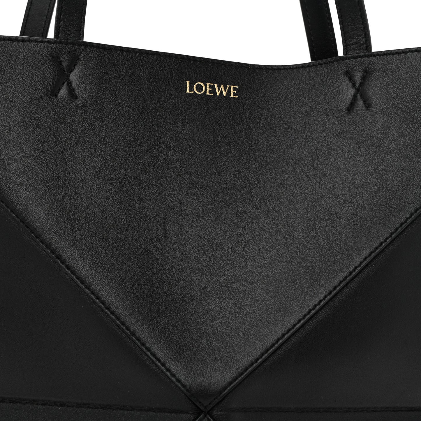Shiny Calfskin Medium Puzzle Fold Tote Black